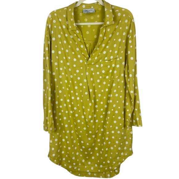 Ebby Andi Tops - Ebby Andi Women's Yellow Polka Dot Blouse Size 10